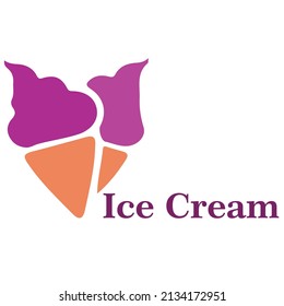 ice cream in the waffle cone. Vector flat outline icon.