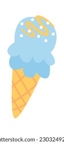 Ice cream in waffle cone Vector Illustration