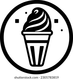 Ice cream in waffle cone vector icon.