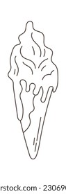 Crema De Hielo En Ilustración De Vector De Cono De Waffle