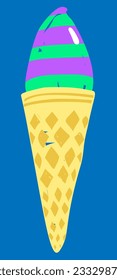 ice cream waffle cone vector illustration