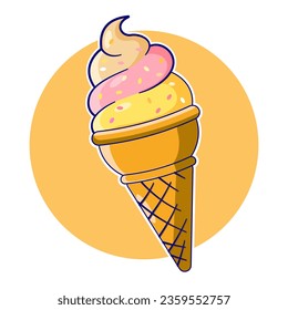 ice cream in the waffle cone. Vector illustration