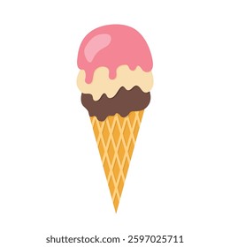 ice cream in a waffle cone- vector illustration