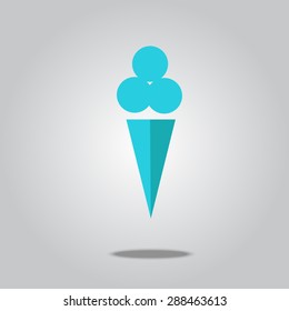 Ice cream in waffle cone vector icon.