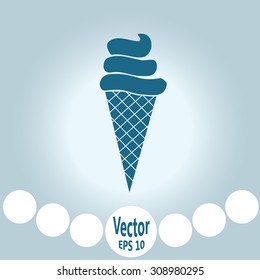 Ice cream in waffle cone vector icon