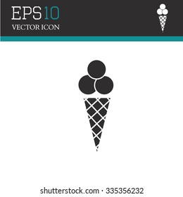 Ice cream in waffle cone vector icon.
