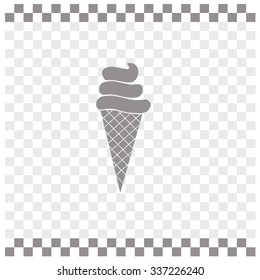 Ice cream in waffle cone vector icon.