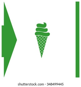Ice cream in waffle cone vector icon.