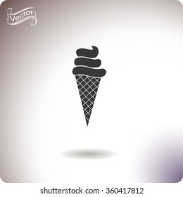 Ice cream in waffle cone vector icon.