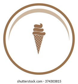 Ice cream in waffle cone vector icon.