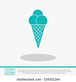 Ice cream in waffle cone vector icon.