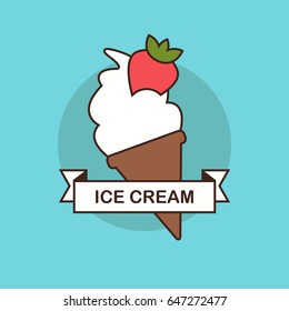 Ice cream in a waffle cone. Vector illustration