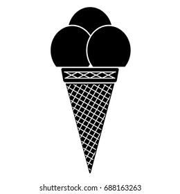 Ice cream in waffle cone vector icon