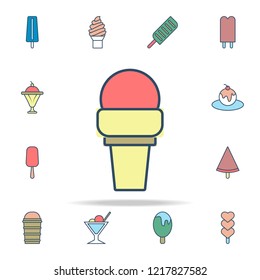 ice cream in waffle cup colored icon. Ice cream icons universal set for web and mobile