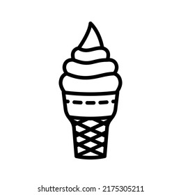 Ice cream in waffle cup icon. Sorbet dessert. Pictogram isolated on a white background. Vector illustration.