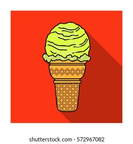 Ice cream in waffle cup icon in flat style isolated on white background. Ice cream symbol stock vector illustration.