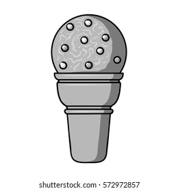 Ice cream in waffle cup icon in monochrome style isolated on white background. Ice cream symbol stock vector illustration.