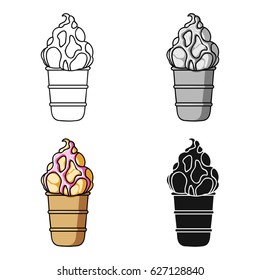 Ice cream in waffle cup icon in cartoon style isolated on white background. Ice cream symbol stock vector illustration.