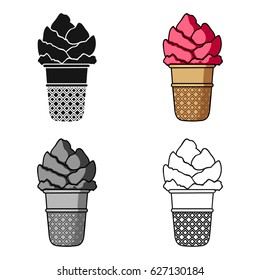 Ice cream in waffle cup icon in cartoon style isolated on white background. Ice cream symbol stock vector illustration.