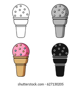 Ice cream in waffle cup icon in cartoon style isolated on white background. Ice cream symbol stock vector illustration.