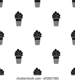 Ice cream in waffle cup icon in black style isolated on white background. Ice cream symbol stock vector illustration.