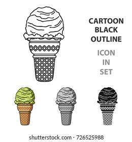 Ice cream in waffle cup icon in cartoon style isolated on white background. Ice cream symbol stock vector illustration.