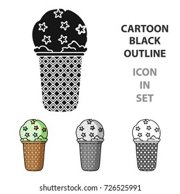 Ice cream in waffle cup icon in cartoon style isolated on white background. Ice cream symbol stock vector illustration.