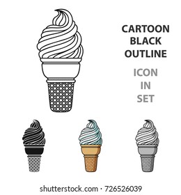 Ice cream in waffle cup icon in cartoon style isolated on white background. Ice cream symbol stock vector illustration.