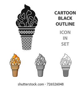Ice cream in waffle cup icon in cartoon style isolated on white background. Ice cream symbol stock vector illustration.
