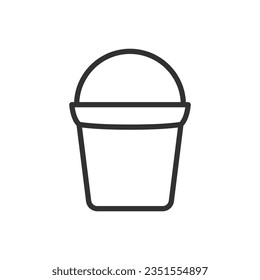 Ice cream in a waffle cup, linear icon. Line with editable stroke