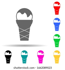 ice cream in a waffle cup multi color style icon. Simple glyph, flat vector of summer pleasure icons for ui and ux, website or mobile application