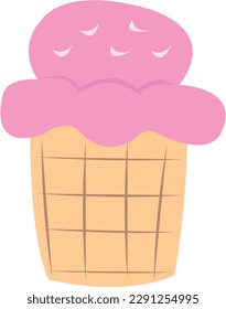 Ice cream in waffle cup. Summer sweet food