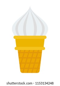 Ice cream in a waffle cup vector flat material design isolated on white