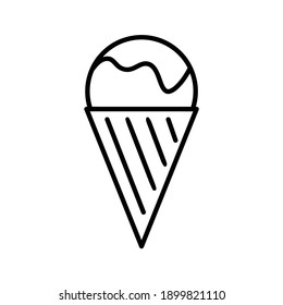 Ice crema en un icono plano de gofre. Pictograma para web. Icono de línea. Aislado sobre fondo blanco. Vector eps10