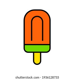 Ice cream in waffle flat icon. Pictogram for web. Line stroke. Isolated on white background. Vector eps10