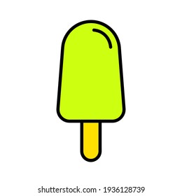 Ice cream in waffle flat icon. Pictogram for web. Line stroke. Isolated on white background. Vector eps10
