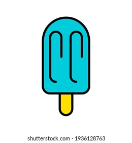 Ice cream in waffle flat icon. Pictogram for web. Line stroke. Isolated on white background. Vector eps10