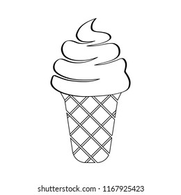 Ice cream in a waffle glass on a white background. Vector illustration.