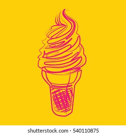 Ice cream waffle graphic, vector