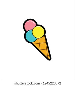 ice cream in waffle horn in bright color