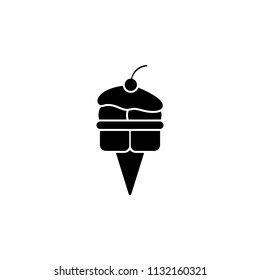 ice cream in a waffle horn icon. Element of ice cream icon for mobile concept and web apps. Glyph styleice cream in a waffle horn icon can be used for web and mobile on white background