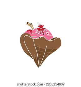 ice cream waffle icon design color illustration vector