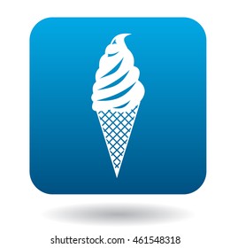 Ice cream in waffle icon in simple style isolated on white background