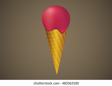 Ice Cream In waffle Illustration