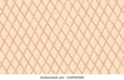 Ice Cream Waffle Texture Surface, Hand Drawn Vector Background
