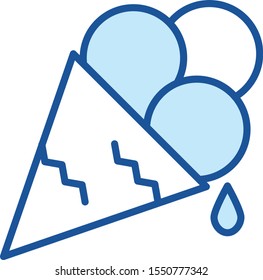 Ice cream in the waffle Vector Icon Illustration