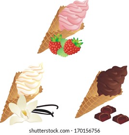 Ice Cream in a waffles isolated on white background