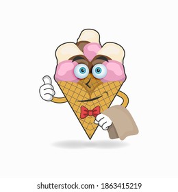 The Ice Cream waiters mascot character. vector illustration