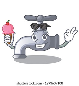 With ice cream water tap installed in cartoon bathroom