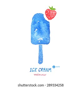 Ice cream. Watercolor hand drawn. Illustration and elements. vector EPS 10.